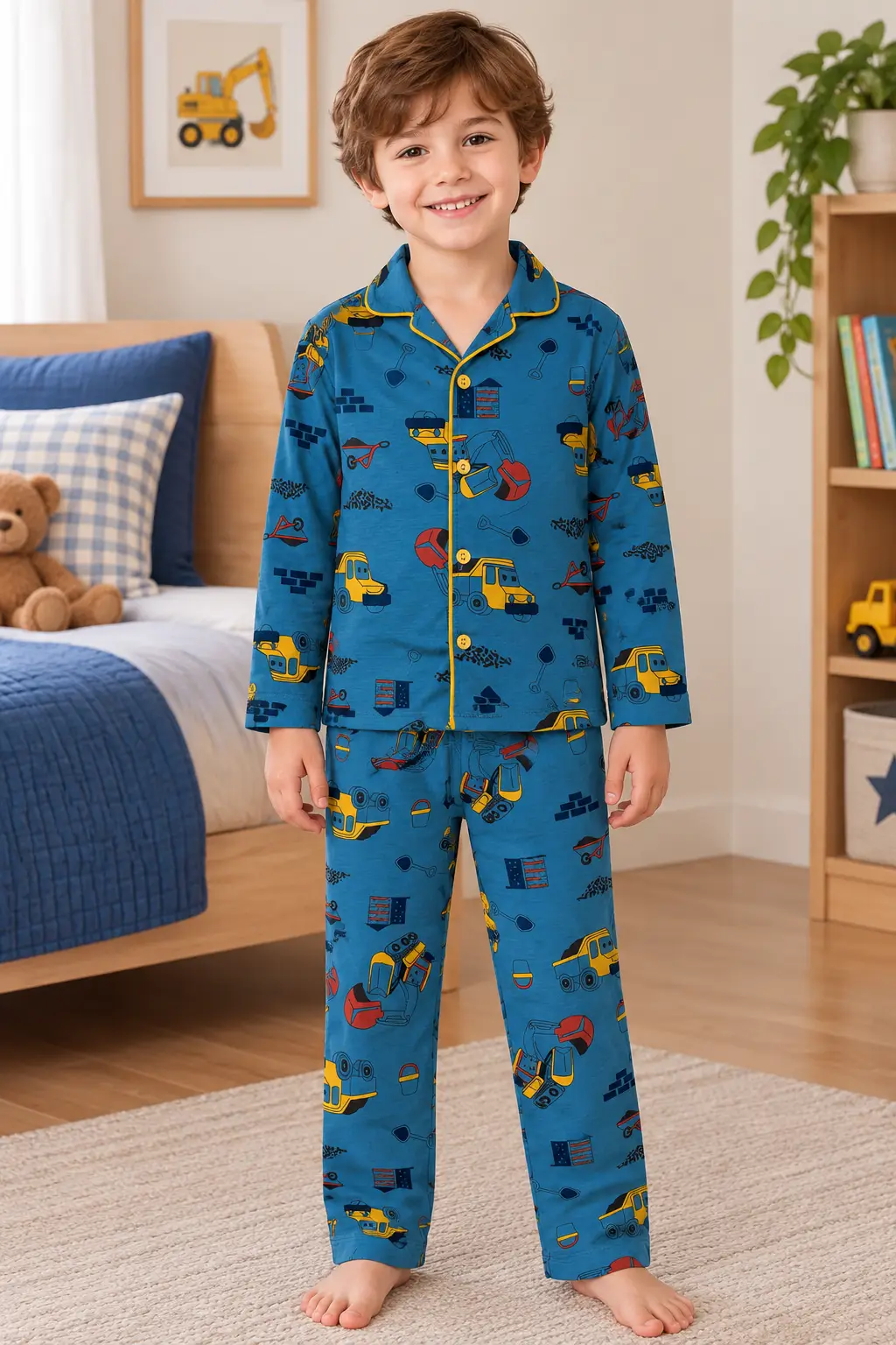 Erkek Çocuk Düğmeli Pijama Takımı 